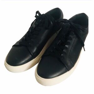 Sonoma Men’s Black Leather White Bottom Shoes Sneakers Size 9